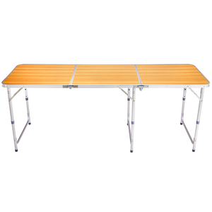 6ft Wood-Grain Outdoor Folding Table-Aluminum Alloy Rectangular 50kg Capacity Triple-Fold Design - Product Image 4