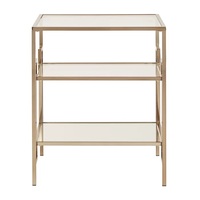 Table d'angle de rangement de luxe en vente à chaud Table basse de haute qualité en fer et verre dorés personnalisés pour la décoration de la maison