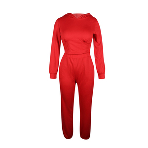 ชุดเสื้อฮู้ดทรงครอปสำหรับผู้หญิง,ชุดวอร์มเอวลอยดีไซน์แบบของคุณเองพร้อมกางเกงขายาวขนาดใหญ่ชุดสองชิ้น - Product Image 6