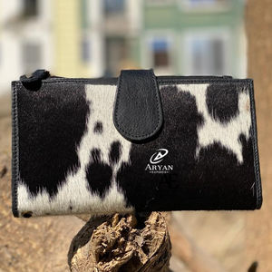 ใหม่กระเป๋าสตางค์หนังแฮนด์เมดแท้แบบใหม่สำหรับผู้หญิงกระเป๋าสตางค์แบบบางกระเป๋าสตางค์หนังสแนปหนังขนสัตว์กระเป๋าสตางค์หนังวัวแท้ - Product Image 1
