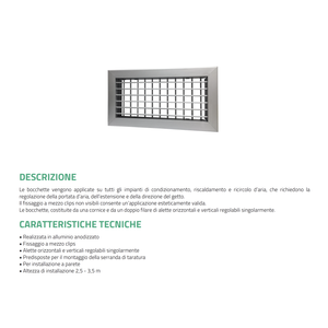 Boquilla de Salida de Aluminio Anodizado para Sistemas de Aire Acondicionado Tecnosystemi Group, Producto de Rejilla y Difusor - Product Image 3