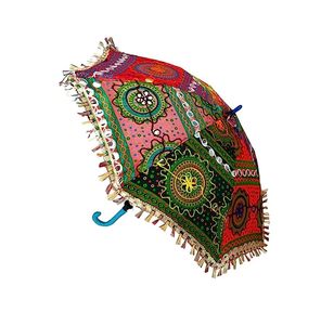 Sombrilla Decorativa India Vintage para Bodas con Varilla de Hierro, 63 cm de Diámetro Abierto, Diseño Plegable Rajasthani - Product Image 2