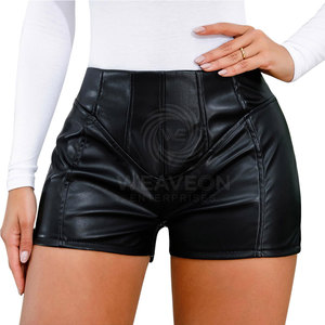 Shorts de Cuero de Alta Calidad para Mujer, Estilo Urbano, Transpirables, Ecológicos, Tallas Personalizables, Cintura Alta, Corte Ajustado, Cierre de Cremallera - Product Image 1