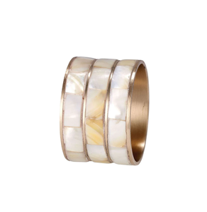 Anillos de servilleta de trabajo de nácar, anillo de tejido de latón de nácar redondo clásico para accesorio de mesa de fiesta - Product Image 4