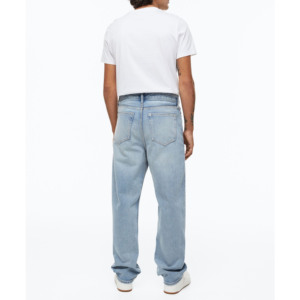 Veste en cuir rigide en denim 100% coton, coupe ample, fermeture éclair, bouton, taille mi-haute, lavage bleu clair, hiver - Product Image 3