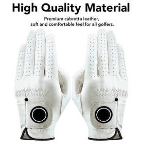 Guantes de golf de mano izquierda de cuero Cabretta blanco de calidad superior para hombres Tela transpirable Logotipo personalizado para deportes - Product Image 3