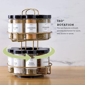 Étagère à épices de cuisine classique à un seul niveau rotative en acier inoxydable résistante à la chaleur réglable imperméable Ensemble de pots à épices - Product Image 3