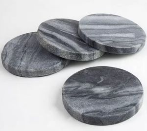 Sous-verres personnalisés de tasses à thé de forme ronde en marbre pour la maison, la vaisselle, les tapis et les tampons de thé en résine époxy - Product Image 1