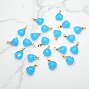 จี้พลอยคาลซิโดนีชุบทองสีฟ้า8มม. สีฟ้า925พันเป็นล้านล้านเส้น - Product Image 1