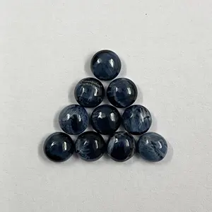 Hot Selling Natural 6mm Blue Pietersite Round Smooth Cabochons Loose Gemstones From Manufacturer At Wholesale Price