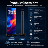 Écran d'Affiche LED Pliable d'Intérieur Mobile Pleine Couleur pour Magasin de Détail Publicité Solution Publicitaire Portable