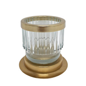 Bougeoir de table décoratif pour la maison en métal ouragan couleur or Style moderne fait à la main personnalisé - Product Image 1