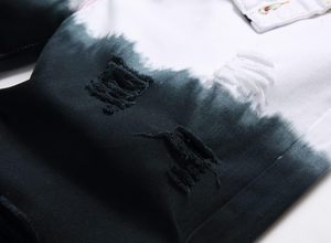 Short d'été en jean imprimé taille haute pour hommes coupe régulière avec bouton fermeture à glissière jean en coton délavé foncé - Product Image 6