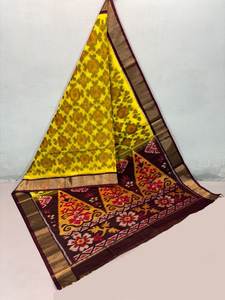 Hermosos saris de algodón seda Ikkat para fiestas - Product Image 5