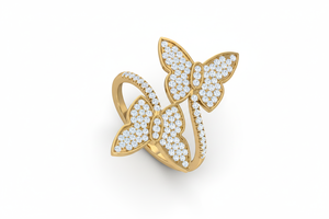 Anillo de mariposa para mujer de oro de 14 quilates y diamantes auténticos |   0.49Ctw - Product Image 3