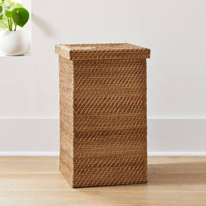 Square rattan storage basket <b>hampers</b> bathroom kitchen bin container for organizers and decor pieces - Product Image 1