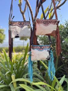 Sac à main en cuir sculpté à la main, vente la plus chaude, sac à main élégant, fourrure de vache, cuir brun, sacs pour femmes, multi-usages - Product Image 5