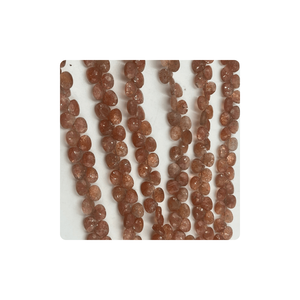 Cuentas de Briolette con forma de corazón facetado de piedra solar rosa de primera calidad Natural, hebra de 7mm y aproximadamente 8 pulgadas para la fabricación de joyas - Product Image 2