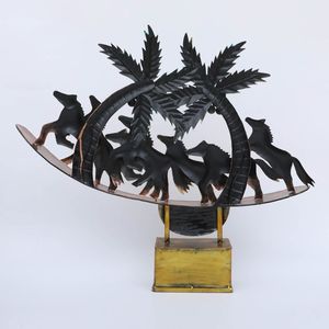 Cheval de course multicolore Figurine en fer Design contemporain Décoration de table légère pour le salon - Product Image 5