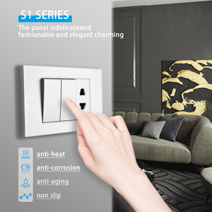 Hiệu suất cao 2 gang 3 pins tường thiết bị chuyển mạch và ổ cắm 6 màu sắc chất lượng cao điện chuyển đổi nhà ổ cắm - Product Image 6