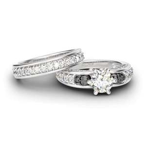 Jeulia Two Tone Sterling Silver <b>Skull</b> <b>Ring</b> Set for Party - Product Image 4