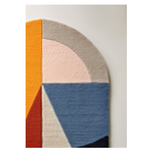 Tapis contemporain de qualité supérieure à motif abstrait à poils hauts, moderne, forme irrégulière en R, touffeté à la main, en laine, résistant aux taches - Product Image 2