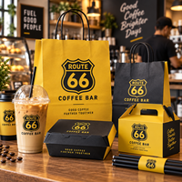 Ensemble d'emballages personnalisés AT PACK pour café à emporter avec logo, sacs en papier, boîtes alimentaires, gobelets à café et pailles pour solution de branding de restaurant