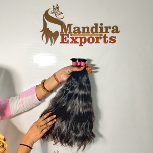 Extensiones de cabello Remy con ondas corporales naturales, cabello humano de templo indio, cutícula recta negra alineada, sin proceso químico, paquetes a granel - Product Image 6