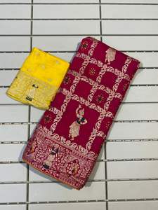 ผ้าส่าหรีขอบผ้าทอลายโดลาผ้าไหมซารีจากนักออกแบบล่าสุด - Product Image 3