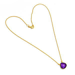 Collier à breloques classique en améthyste de poire plaqué or en argent Sterling 925 de bonne qualité - Product Image 5