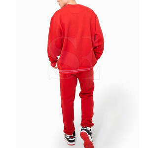 Ensemble survêtement personnalisé pour homme en molleton rouge French Terry, pantalon évasé et sweat à capuche, coton de haute qualité, taille XXL, streetwear, polaire avec logo - Product Image 2