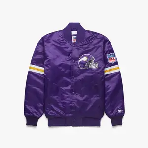 Premium Starter Vikings saten ceket nihai Fan tarzı Vikings saten ceket NFL fan giyim ekibi ruhu ceket