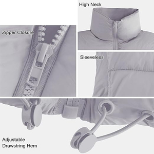 Femmes gilet bouffant col haut fermeture à glissière léger mode femmes pour temps froid vêtements décontractés gilet bouffant - Product Image 4