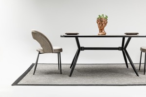 Ensemble de meubles de salle à manger moderne et élégant en acier inoxydable, 1 table et 6 chaises, ajout élégant à la cuisine, au salon ou à la villa - Product Image 4