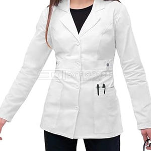 Blouse médicale unisexe personnalisée blanche à manches longues en tissu jersey, vente en gros, blouse de médecin d'hôpital - Product Image 3
