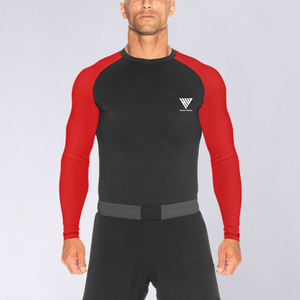 เสื้อกีฬาแขนแร็กแลนของผู้ชายเสื้อแร็กแลนเสื้อแร็ชการ์ดแบบระบายอากาศได้ดีสีพื้น - Product Image 1