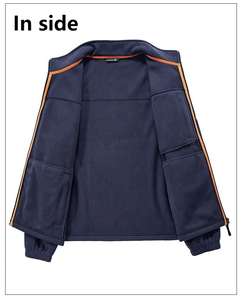 Veste polaire d'hiver épaisse et chaude pour hommes pour la randonnée en plein air Softshell décontracté avec capuche et fermeture éclair Logo imprimé bouffant - Product Image 4