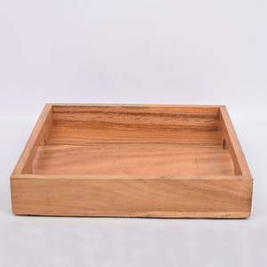 Plato para servir de madera de acacia con asas, plato para servir de madera, bandeja para aperitivos, desayuno, ideal para, café para el desayuno - Product Image 4