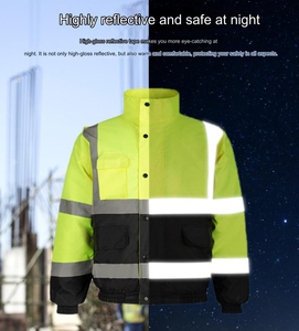 Hi Vis Construction Ropa de trabajo de manga larga Chaqueta DE SEGURIDAD reflectante de alta visibilidad Lana impermeable de invierno unisex para seguridad - Product Image 2