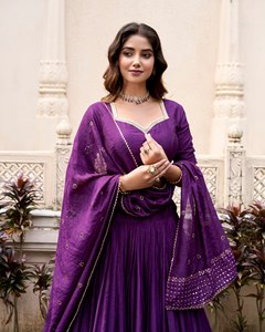 Lehenga Choli en Georgette de Viscose Légère Longueur Ras du Sol avec Broderie Filée et Bordure en Dentelle pour Tenue de Fête Nuptiale - Product Image 3