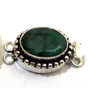 PREM bhaya พลอยมรกต1เส้น2สาระ3สาระกล่องรูปไข่เข็มกลัดเงินโบราณชุบ26X15X10MM B693-Emerald ทำเครื่องประดับ - Product Image 1