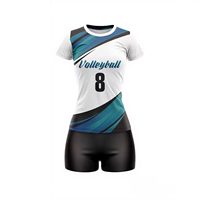 Seragam Voli Wanita Profesional Bahan Sublimasi, Set Jersey dan Celana Pendek, Ringan, Bernapas, Tahan Lama