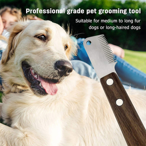 Abrigo de aseo para perros, cuchillo pelador, mango de madera, herramientas antideslizantes de acero inoxidable para el aseo de mascotas - Product Image 6