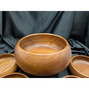 Tazón de servir de madera pulida Lisa para ensalada, pan, fruta y decoración moderna para mesa de cocina - Product Image 3
