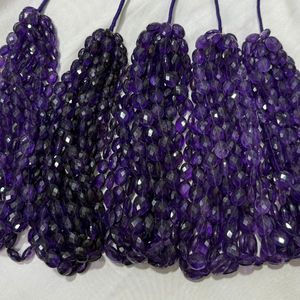 Cuentas Ovaladas Facetadas de Amatista Natural de Alta Calidad, de 7x5mm a 12x10mm, para la Elaboración de Joyas - Product Image 3