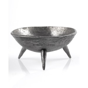 Bol de forme ronde en bois d'acacia de qualité supérieure avec base polie brillante argentée et feuilles plaquées or Fournitures de créateur - Product Image 2