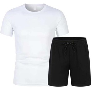 Venta al por mayor de alta calidad de moda de verano casual ropa de hombre ropa deportiva transpirable de talla grande camiseta y pantalones cortos conjuntos de calle alta - Product Image 2