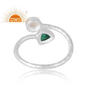 Tendance vente 925 argent sterling naturel éthiopien opale et malachite bague en pierres précieuses fabricant de bijoux personnalisés - Product Image 2