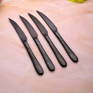 Nightfall Stainless Steel <b>Black</b> <b>Dinner</b> Knife <b>Set</b> of 4 - Product Image 1