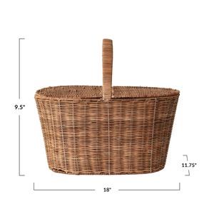 Rattan Picnic <b>Basket</b> <b>with</b> Dual <b>Lids</b> Handmade Storage <b>Basket</b> Wholesale eco-friendly Made in Viet Nam - Product Image 2